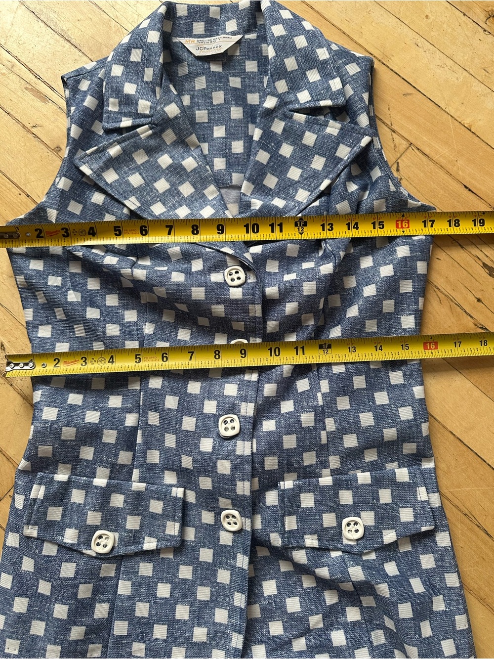 Blue and White Check Sleeveless Wide-Leg Set - Picture 9 of 9